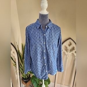Croft & Barrow Polka Dot Button Down, Size M
